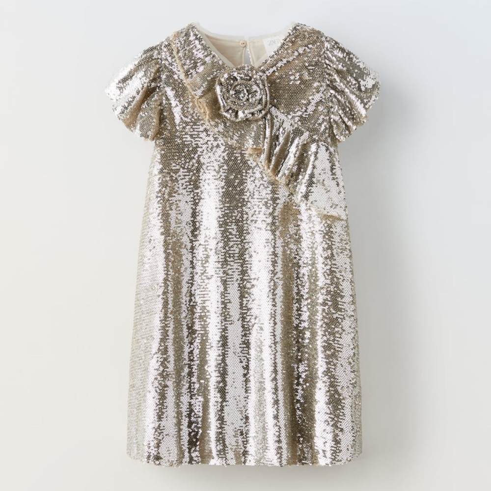 13-14Y. Zara Gold sequin dress party perfect
